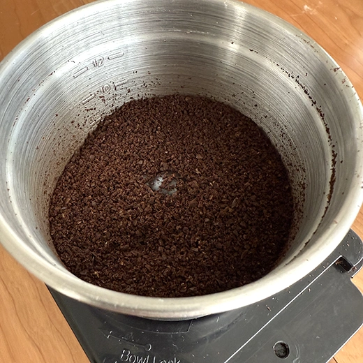 Coffee grinds consistency from the Cuisinart coffee grinder.